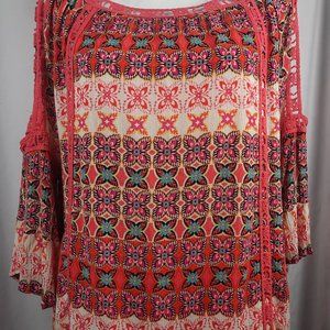 Emma G cold shoulder peach top